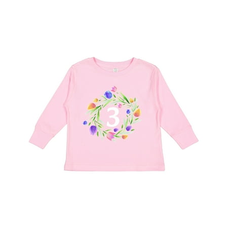 

Inktastic 3rd Birthday Tulip Flower Wreath Gift Toddler Boy or Toddler Girl Long Sleeve T-Shirt