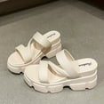 thumbnail image 2 of Platform Sandals Women Slide Thick Sole Open Toe Solid Color Soft Sole Non Slip Beach Summer PVC Slide Sandals White, 2 of 9