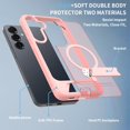 thumbnail image 4 of Dteck Magnetic Case for Samsung Galaxy S25 Plus / Galaxy S24 Plus,Shockproof TPU+PC Anti-Slip Compatible with Mag Safe Case Adjustable Kickstand Frosted Translucent Matte Phone Cover,Pink, 4 of 6