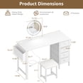 thumbnail image 5 of White Vanity Desk with Mirror and Light, Makeup Table Set with Chair, 8 Large Fabric Drawers & Power Outlet for Girls Bedroom, 5 of 7