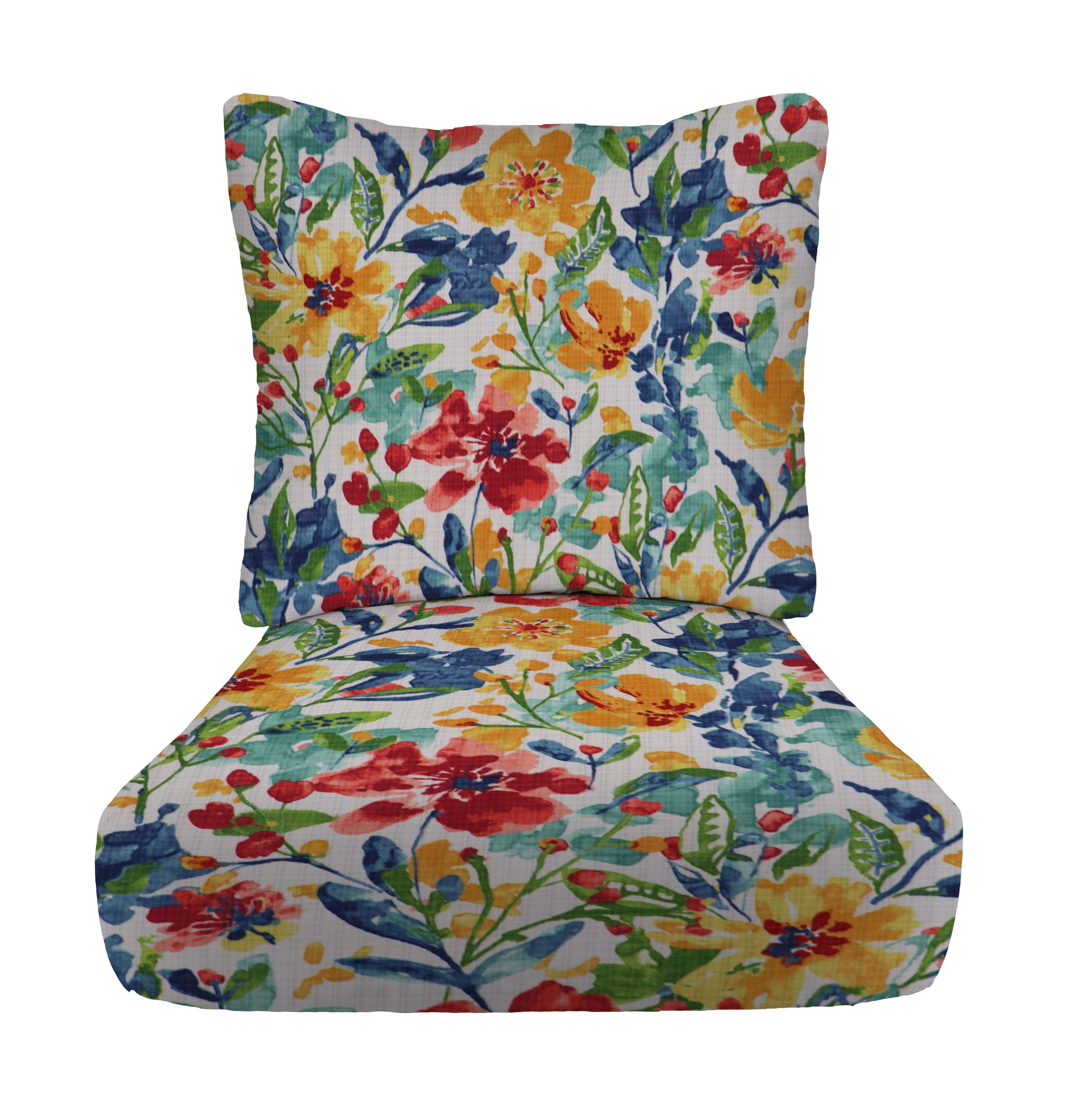 RSH Décor Indoor Outdoor Pillow Back Deep Seating Chair Cushion Set, 23