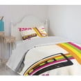 thumbnail image 4 of Ambesonne Colorful Quilted Bedspread Set 2 Pcs, 70s Party Casette Tape, Twin Size, Multicolor, 4 of 6