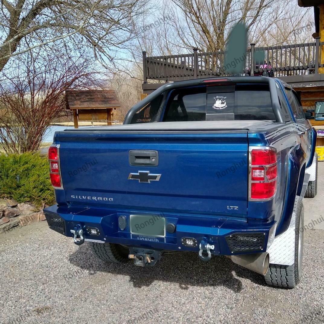 Vijay Compatible with 2015-2016-2018-2017-2019 Chevrolet Silverado 2500hd/3500hd Front and Rear Bumper Textured Black Steel with Lights and D-rings