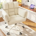 thumbnail image 2 of Romorgniz Adjustable Office Chair with Wheels, Soft-Touch Upholstered Desk Chair with Side Pockets, Ergonomic Vanity Chair for Bedroom, Home Office, Pale Yellow, 2 of 8