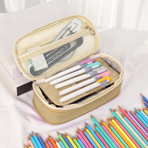 Yhmxh Pencil Case Large Capacity Pencil Pouch Holder, Box Multi-Compartment Marker Storage Bag Desk Organizer, Portable Stationery Organizer for Office Supplies Travel Organizers College