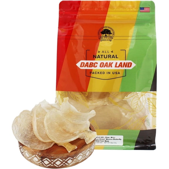 Dried Seafood Fish Maw Fish Glue,Rich in Collagen Natural Sun Dried Large 8oz bag