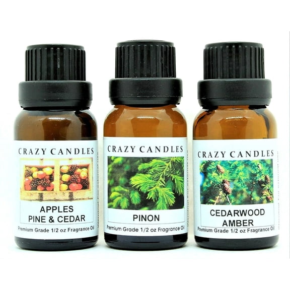 3 Bottles Set, 1 Apples Pine and Cedar, 1 Pinon, 1 Cedarwood Amber 1/2 fl oz Each 15ml Premium Grade Scented Fragrance Oils By C