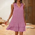 thumbnail image 2 of Puliio Summer Dresses for Women Sleeveless Collared V Neck Geometric Print Tiered Flowy Casual Mini Dress, 2 of 4