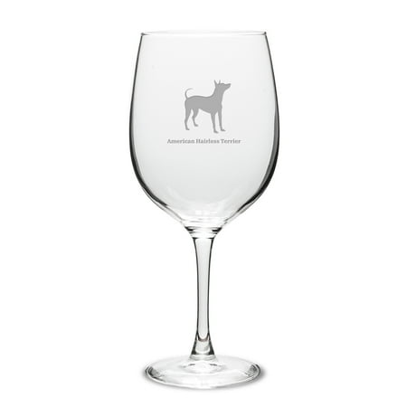 

American Hairless Terrier Deep Etched 19 oz Classic Red Wine Glass