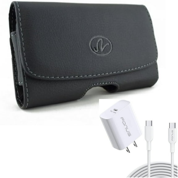 18W PD Home Charger & Case Belt Clip for Samsung Galaxy S22 Plus,S21,Plus,S20 Plus,Fan Edition,FE 5G - Fast Type-C 10ft Long Cable   Leather Swivel Combo