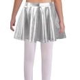 thumbnail image 4 of inlzdz Kids Girls Jazz Latin Hip Hop Dance Outfit Long Sleeve Metallic Shiny Hoodie Crop Top Vest with Skirt Set Silver 12, 4 of 5