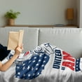 thumbnail image 3 of American Soft Flannel Fleece Throw Blanket, Liberty NYC United States Flag Hand-drawn with Lettering, Cozy Plush for Indoor and Outdoor Use, 60" x 80", Vermilion Dark Blue, by Ambesonne, 3 of 5