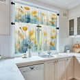 thumbnail image 2 of Floral Kitchen Curtains Watercolor Window Curtains Valance and Tier Set 36 Inch, Abstract Blue Yellow Flower Rod Pocket Short Tier Curtain, Artistic Small Cafe Curtains for Kitchen Decor, 2 of 6