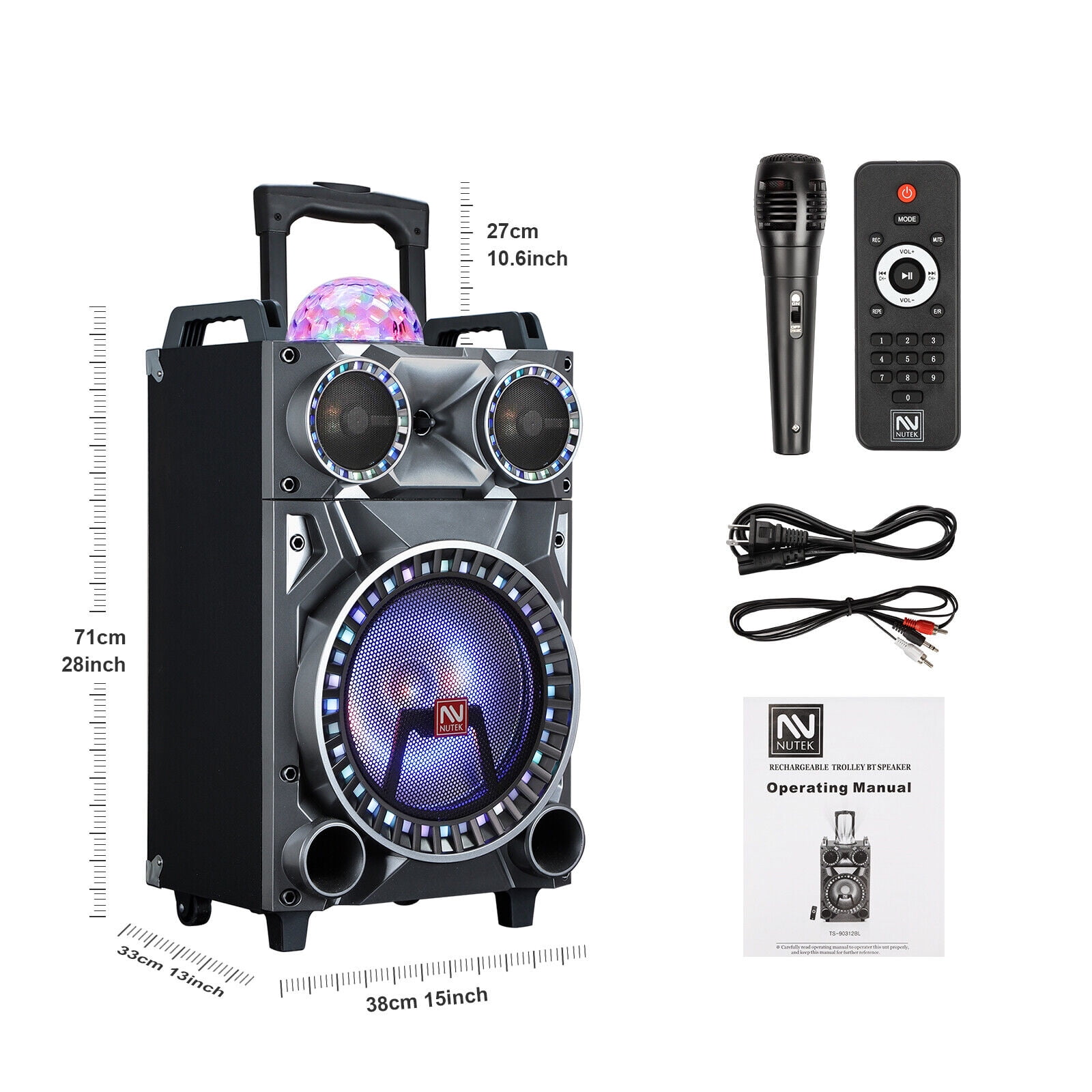 Lohoms Bluetooth Portable Speaker with Subwoofer & Tweeter, Black, 4579385