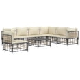thumbnail image 3 of vidaXL 8 Piece Patio Lounge Set with Cushions Anthracite Poly Rattan, 3 of 8