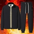 thumbnail image 2 of Stamzod Winter Fleece Lined Sweat Suits Men 2 Piece Thicked Warm Stand Collar Jacket and Joggers Casual Track Suits Mens Fashion Clothing Black B XXXXXL, 2 of 4