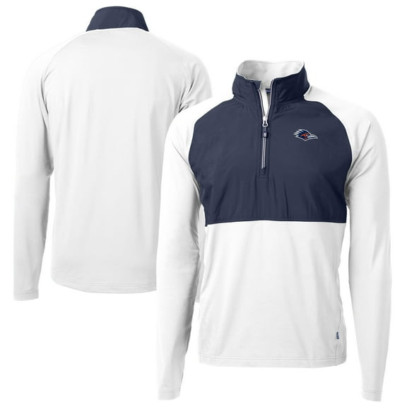 Men's Cutter & Buck  White UTSA Roadrunners  Adapt Eco Knit Hybrid Recycled Quarter-Zip Pullover Top