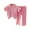 Pink, variant on Ruyang Kids Girls Knit 2 Piece Set Short Sleeve Button Down Shirt Drawstring Pants Toddler Cotton Loungewear Ribbed Knit Set