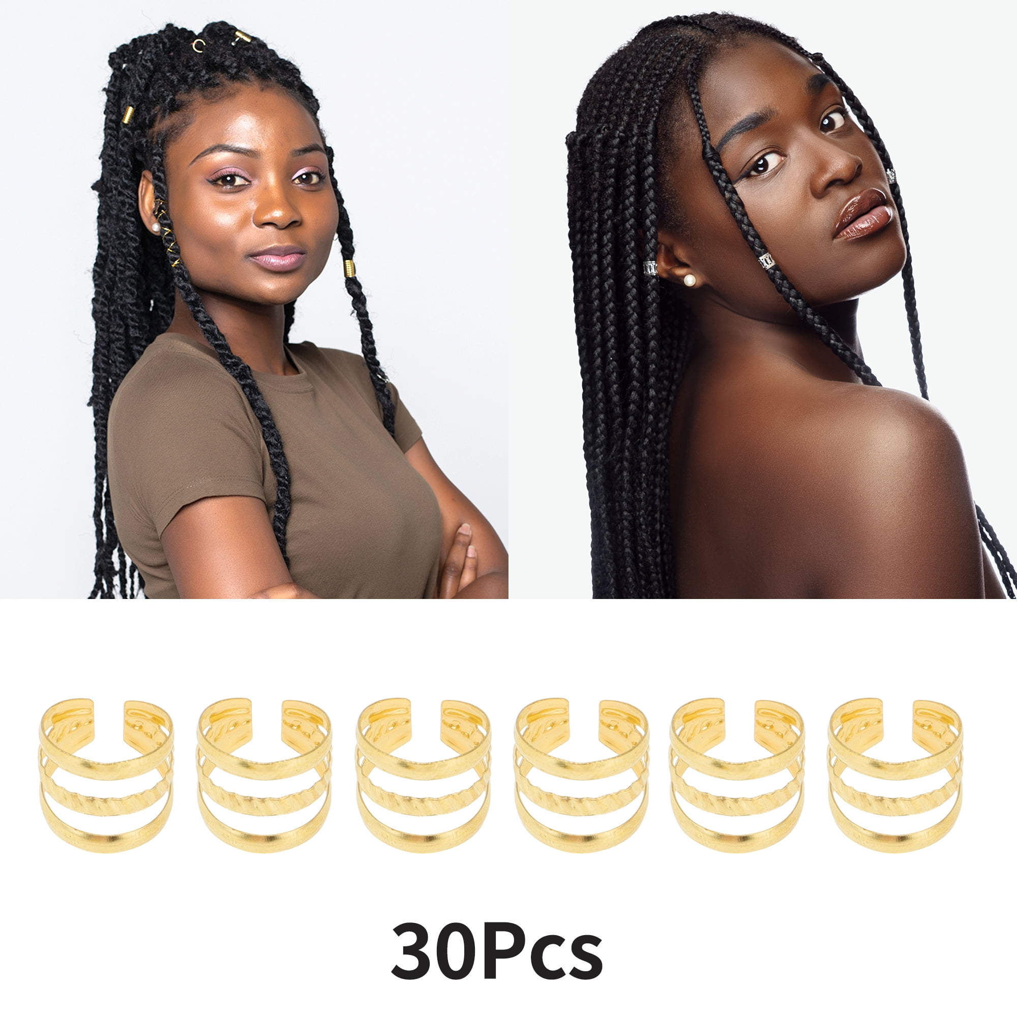 Unique Bargains Hollow Out Hair Cuffs Dreadlock 30 Pcs Gold Tone