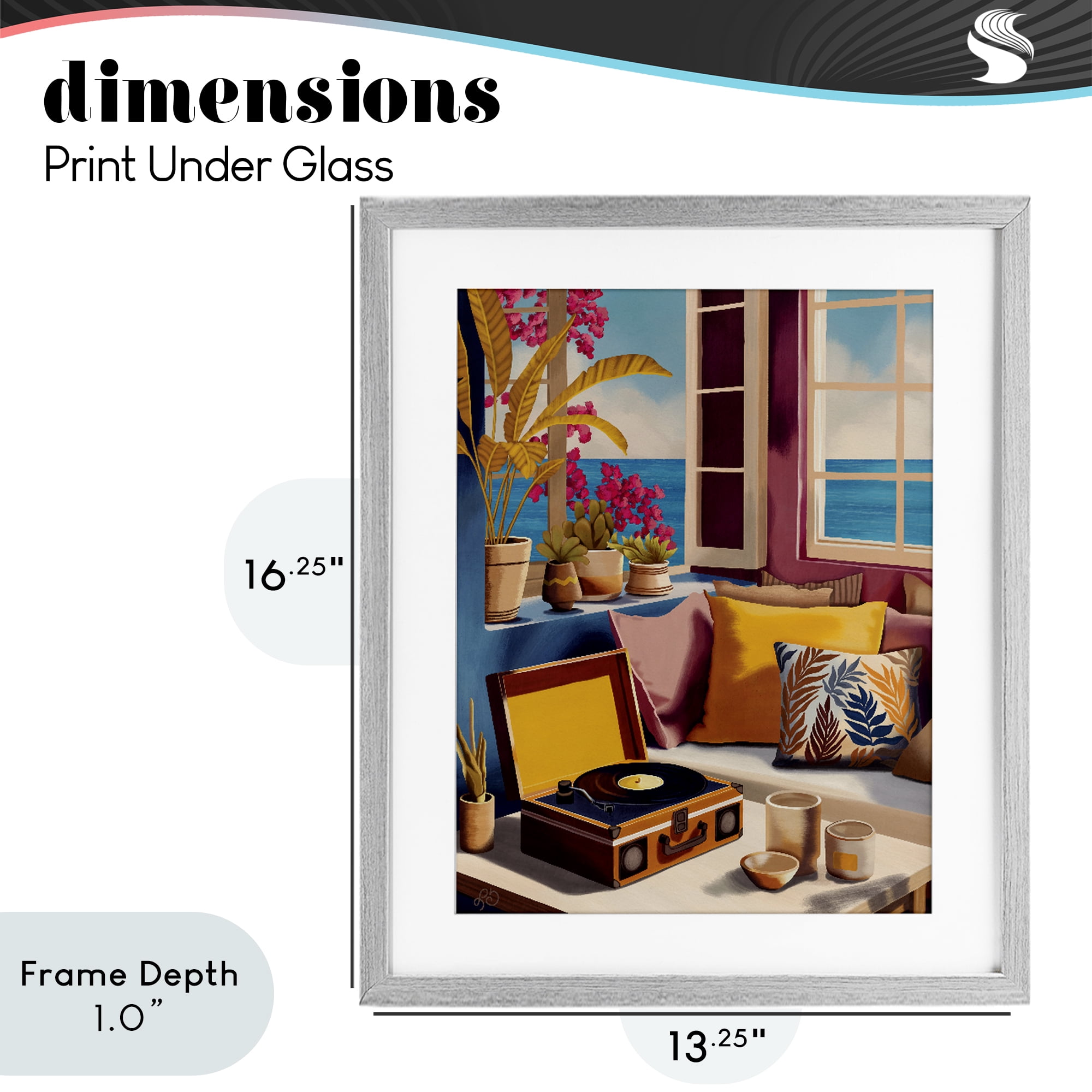 Stupell Industries Boho Vacation By The Sea Gray Framed Print Under Glass, design by Lisa R Dumm