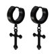 thumbnail image 1 of Pair of pendant cross earrings durable fashion pendant titanium steel mens womens adult cross pendant hoop earrings suitable for party, 1 of 5