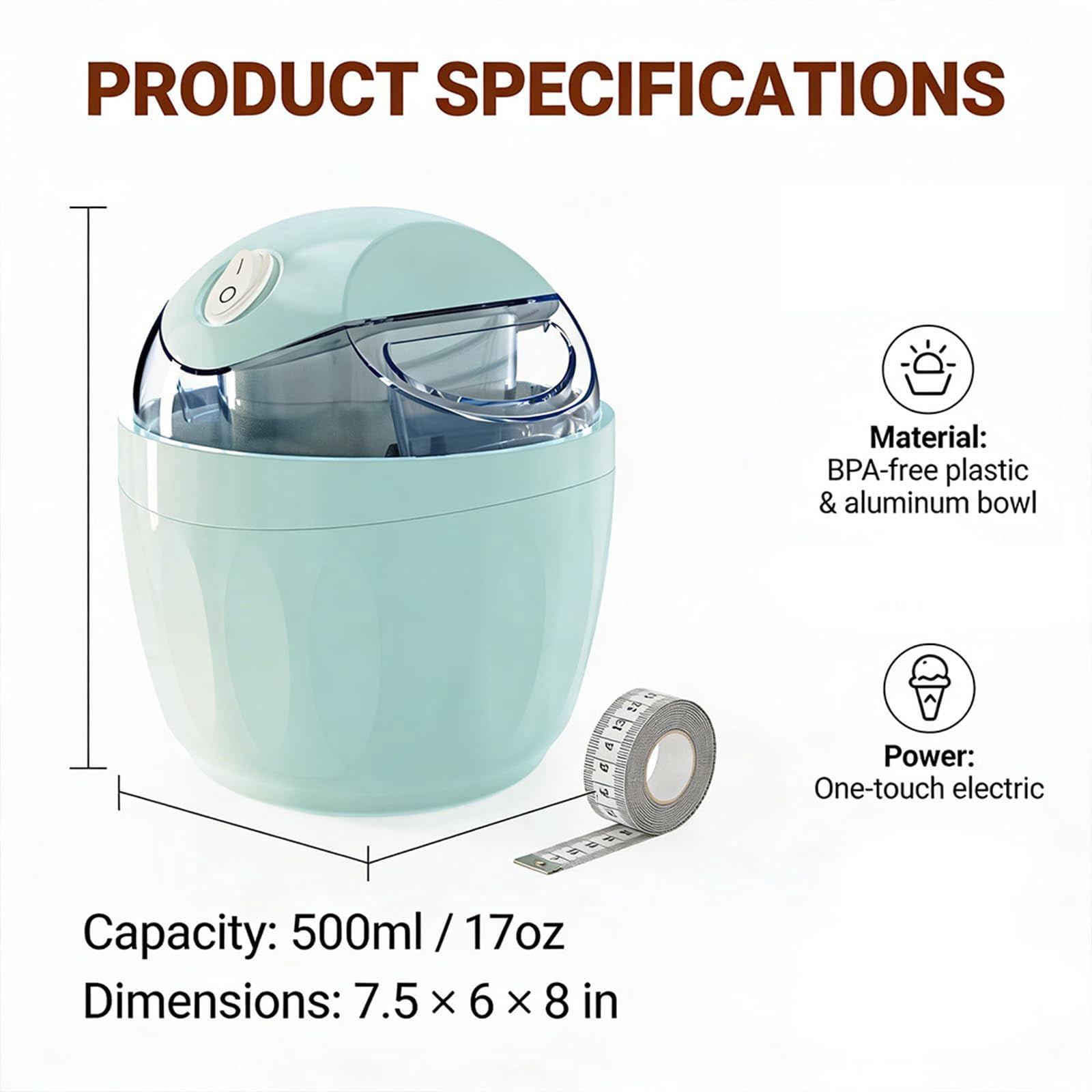 Small Home Mini Ice Cream Maker, Just 15 Minutes, DIY Mini Ice Cream Maker, One-Touch Dessert Maker, Single Serving , Frozen Yogurt, Compact Electric Makers for Kitchen, Family Treats