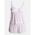 thumbnail image 5 of No Boundaries Woven Cami Top and Shorts Sleep Set, 2-Piece, Women's XS-XXL, 5 of 5