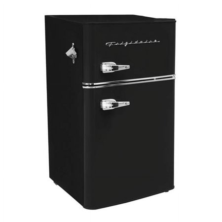 3.2 cu. ft. 2-Door Retro Compact Bar Fridge with Freezer & Side Bottle Opener, Black