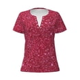 thumbnail image 2 of Uemuo Red Glitter Drawing Women's Deep V-Neck Low Cut Tops - Casual Loose Fit with Stainless Steel Loop, Soft, Breathable, Perfect for Office, Travel, and Daily Wear-Medium, 2 of 5