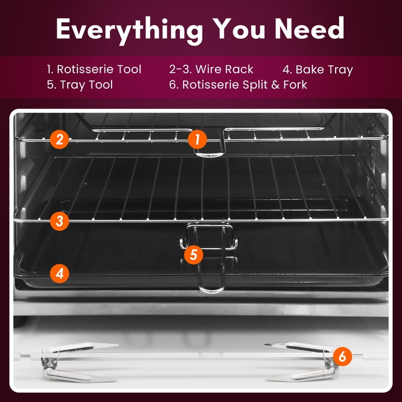 Elite Cuisine ETO5145 French Door Oven with Rotisserie, Convection and Separate Top and Bottom Heating Controls
