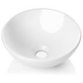 thumbnail image 3 of 11" White Ceramic Vessel Sink - Round Bathroom Vanity Bowl, Above Counter Modern Design, Durable Porcelain, Easy Install, Contemporary Style, 3 of 7