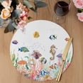 thumbnail image 3 of Seahorse Coastal Round 13 Inch Placemats Set of 8, Nautical Ocean Summer Beach Coral Shell Sea HeatResistant Non Slip Place Mats for Dining Table, Wipeable Braided Kitchen Table Mats for Housewarming, 3 of 9
