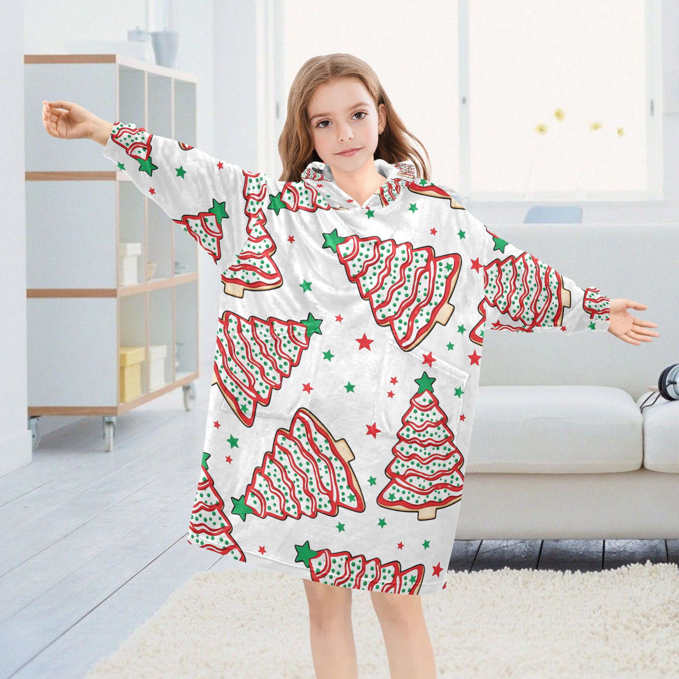 joogoo Wearable Blanket Hoodie for Christmas Tree Cakes Oversized Sherpa Hooded 3-14 YR M