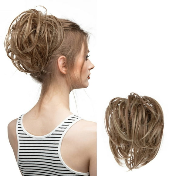 Mother'S Day Real Silk Wig, Messy Hair Bun Hair Pieces Curly Synthetic Updo Scrunchies Ponytail Extension for Women Black 1Pcs, Wig, Closure,Hair Bundles,Lace Frontal,Highlight Cap,Lace Front,Lace