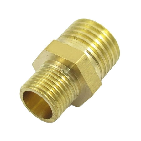 Unique Bargains Air Pneumatic Pipe 12.5mm to 9mm M/M Brass Reducing Nipple Coupler