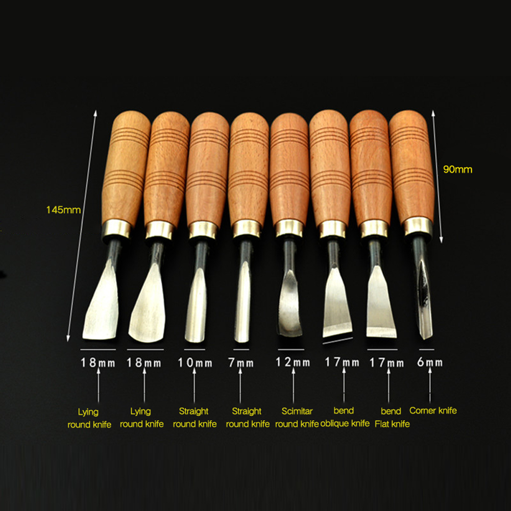 8 in 1 8 Pcs Wood Cutter Wood Carving Tools Woodworking Tool Detail Chisel Home Household Multifunction Utility Tool Set, Size: 150