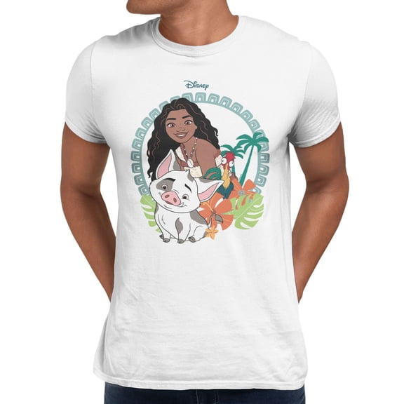 Disney Moana 2 Pua the Pig and Heihei Trio Men's T Shirt (White, S-XXXL)