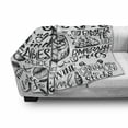thumbnail image 3 of Cocktail Party Soft Flannel Fleece Blanket, Sketch Pomegranate Orange Sangria Glass Fruits and Hand-written Lettering, Cozy Plush for Indoor and Outdoor Use, 70" x 90", Black White, by Ambesonne, 3 of 6