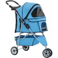 thumbnail image 1 of BestPet 3-Wheel Folding Pet Stroller Travel Carrier for Cats & Dogs, Model T13, Blue, 1 of 7