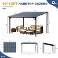 thumbnail image 3 of Leukture 10' x 12' Wall Mounted Lean to Metal Awnings with Sloped Roof Outdoor Patio Gazebo Awning for Backyard Deck White, 3 of 5