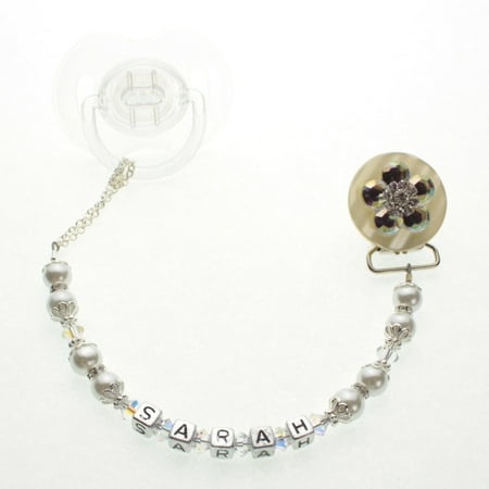 Personalized Name Flower Pacifier Clip