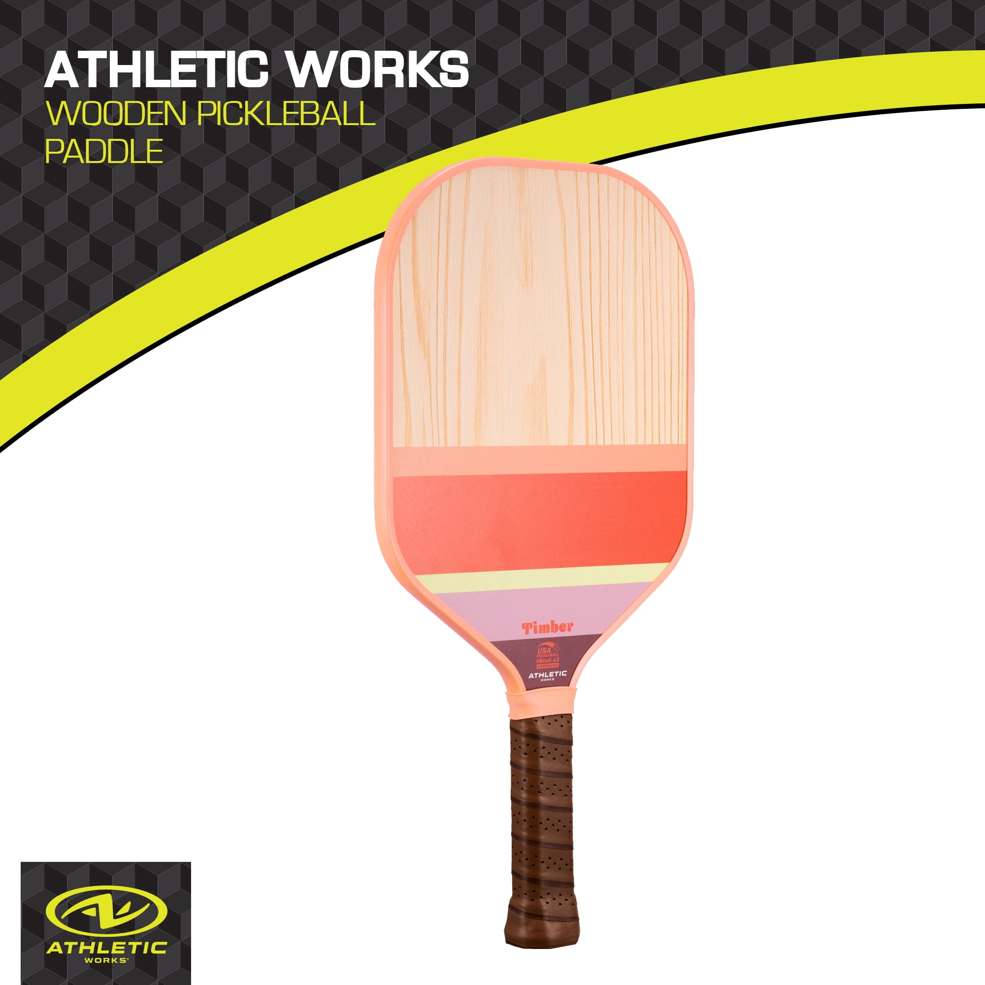 Athletic Works Timber Wooden Pickleball Paddle, Orange