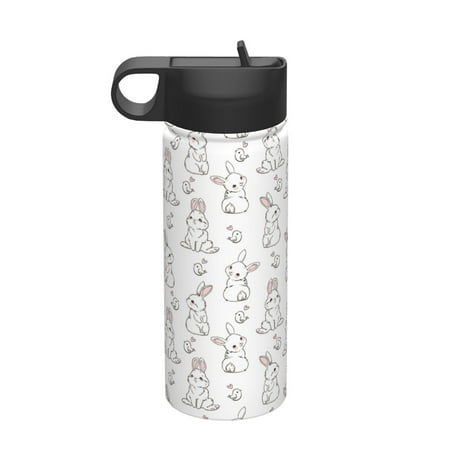 

Uemuo Bunny And Bird Print 18oz Sports Insulated Kettle Water Bottle Outdoor Sports Bottle Insulated Hydration Bottle with Handle & Flip Straw