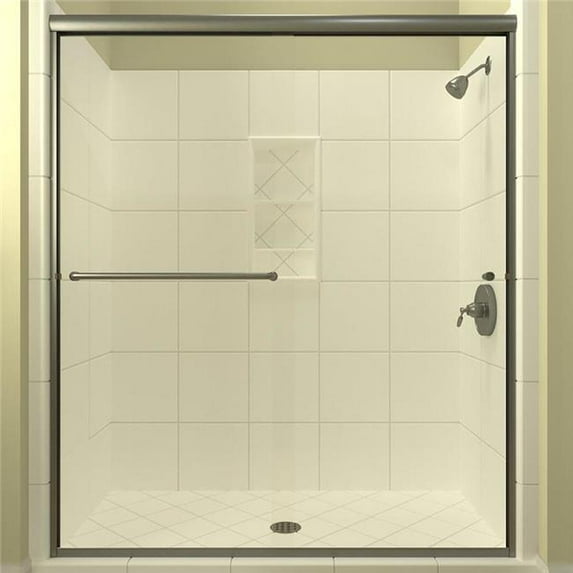 Arizona Shower Door LSER6067BNCLR 67.38 x 60 in. Leser Lite Euro Enclosure Shower Door with Showerhead Right - Brushed Nickel