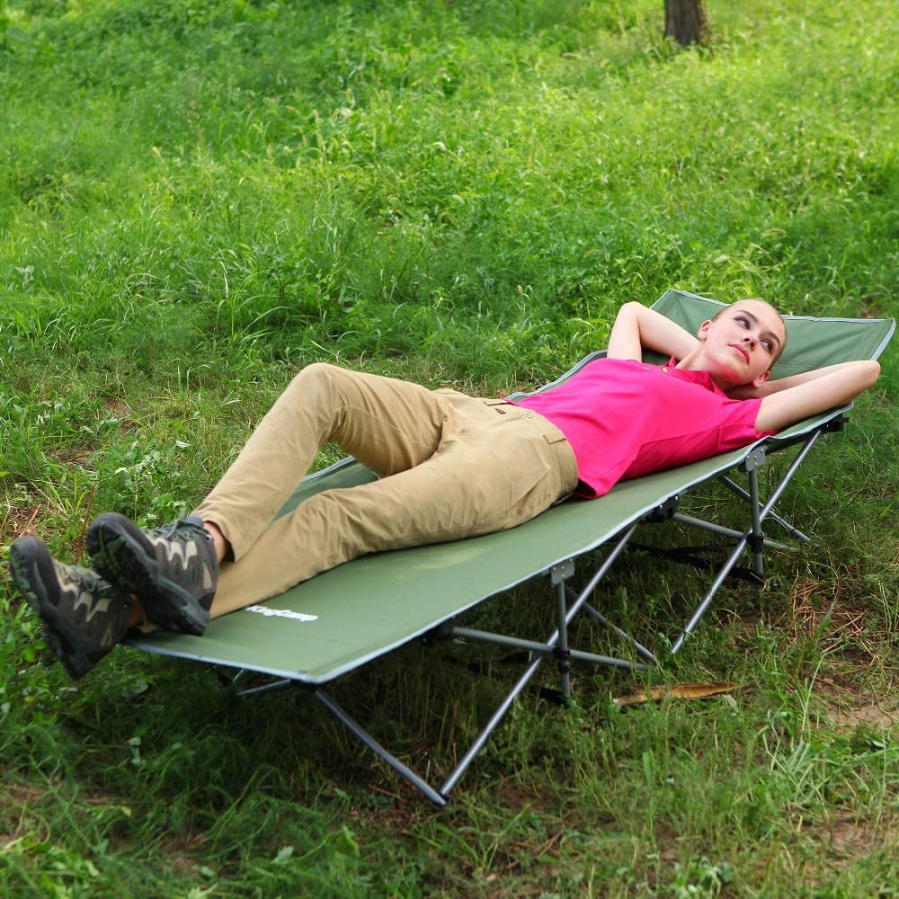Portable and Lightweight Bed for Indoor /& Outdoor Use KingCamp Folding Camping Cot with Carry Bag Black Blue and Grey