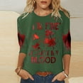 thumbnail image 2 of Casual 2024 Tshirts For Women Vintage Fashion Round Neck Quarter Sleeved Printed Loose Top Cotton Tees, 2 of 4