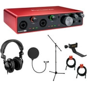 Focusrite Scarlett 8i6 USB Audio Interface (3rd Gen) with HPC-A30 Studio Headphones, Mic Stand, Headphone Holder, Pop Filter & XLR Cable Bundle