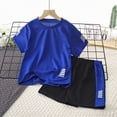thumbnail image 4 of kpoplk Baby Boys & Toddler Boys 2Pcs Matching Clothes Summer Outfits Short Sleeve T-Shirt and Shorts Dinosaur Pattern(Dark Blue,8-9 Y), 4 of 4