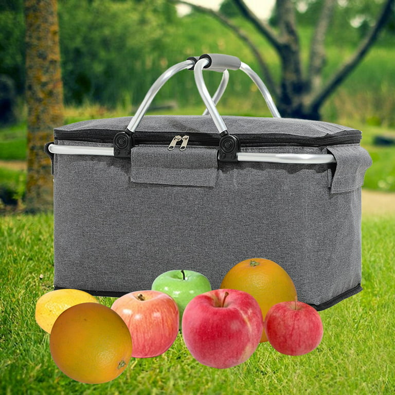 Insulated Picnic Basket for Adult Folding Container Store 42x23x23cm 