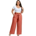 thumbnail image 4 of Cueply Womens Wide Leg Pants Plus Size Elastic Tie Knot Lounge Pants Loose Trousers with Pockets, 4 of 5